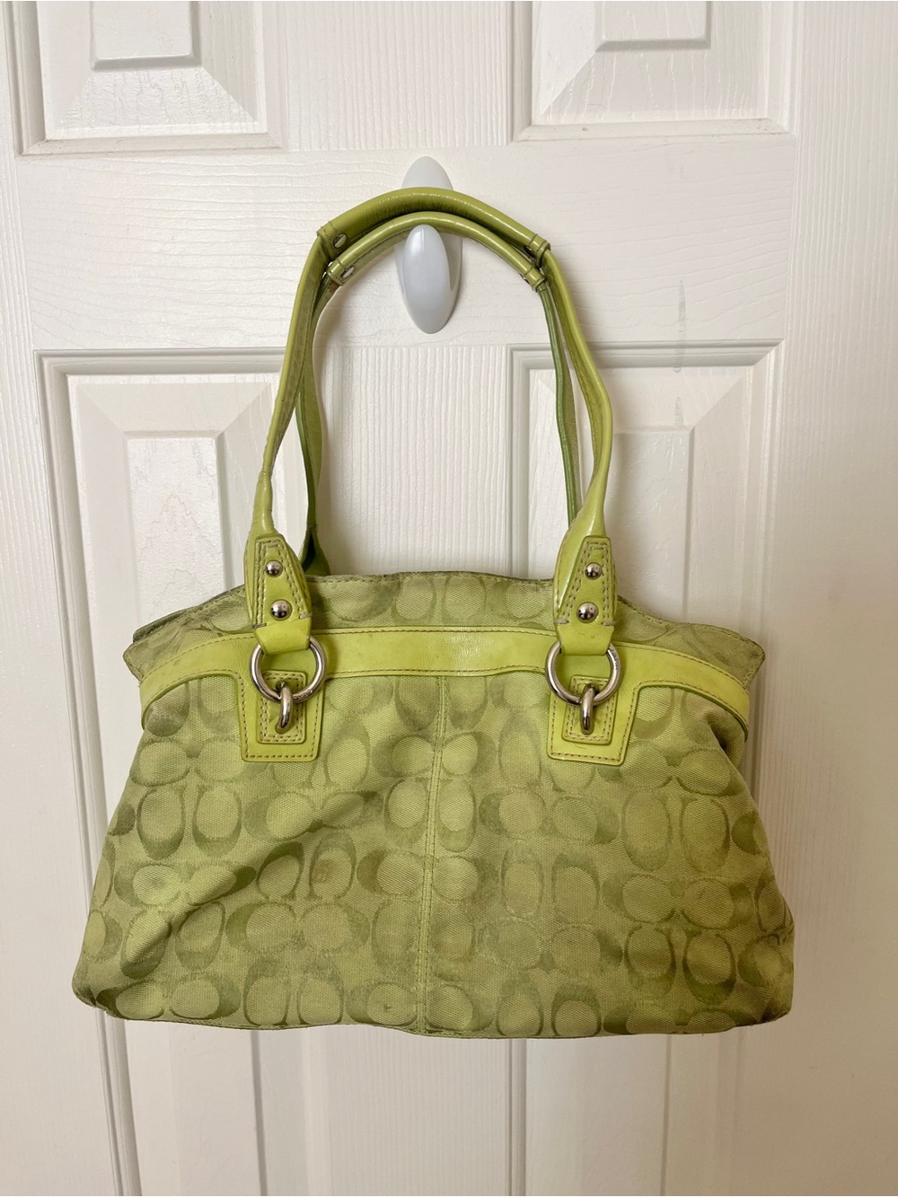 Vintage coach y2k Lime Green Signature-Print Shoulder bag - Picture 2 of 7